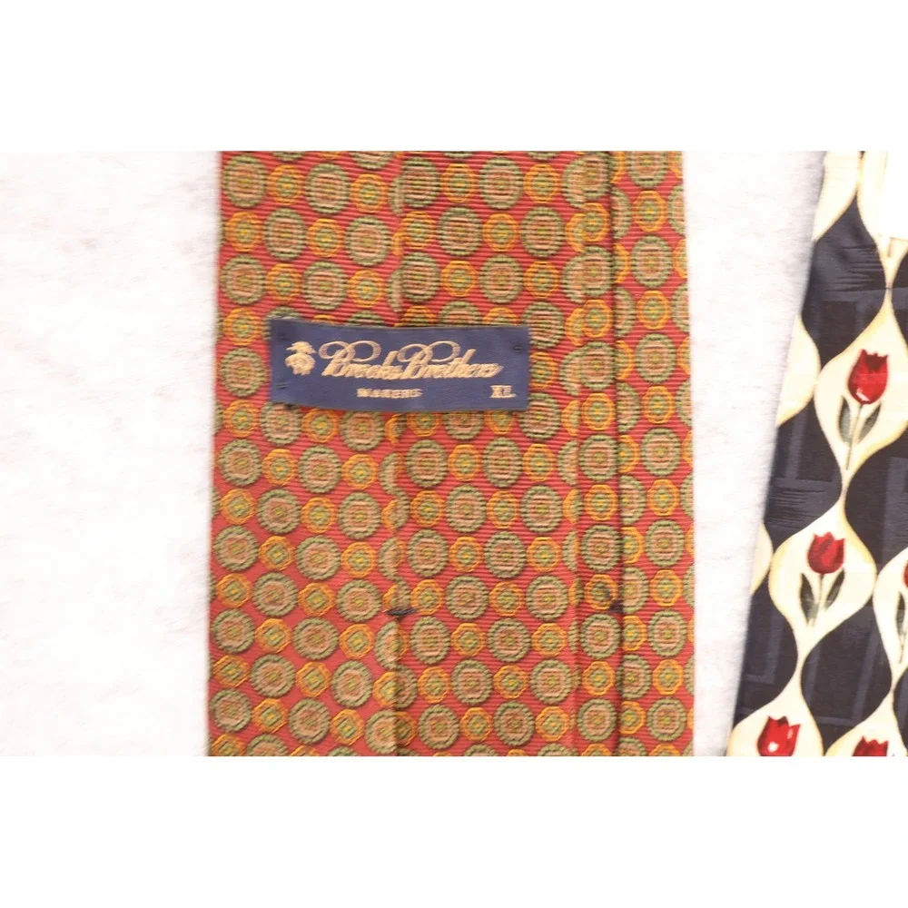 Vintage Mens Tie Lot Brooks Brothers Makers XL Van Heusen Silk Geometric Floral